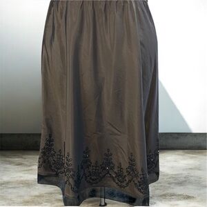 Elegant Brown with Black Embroidered Skirt
